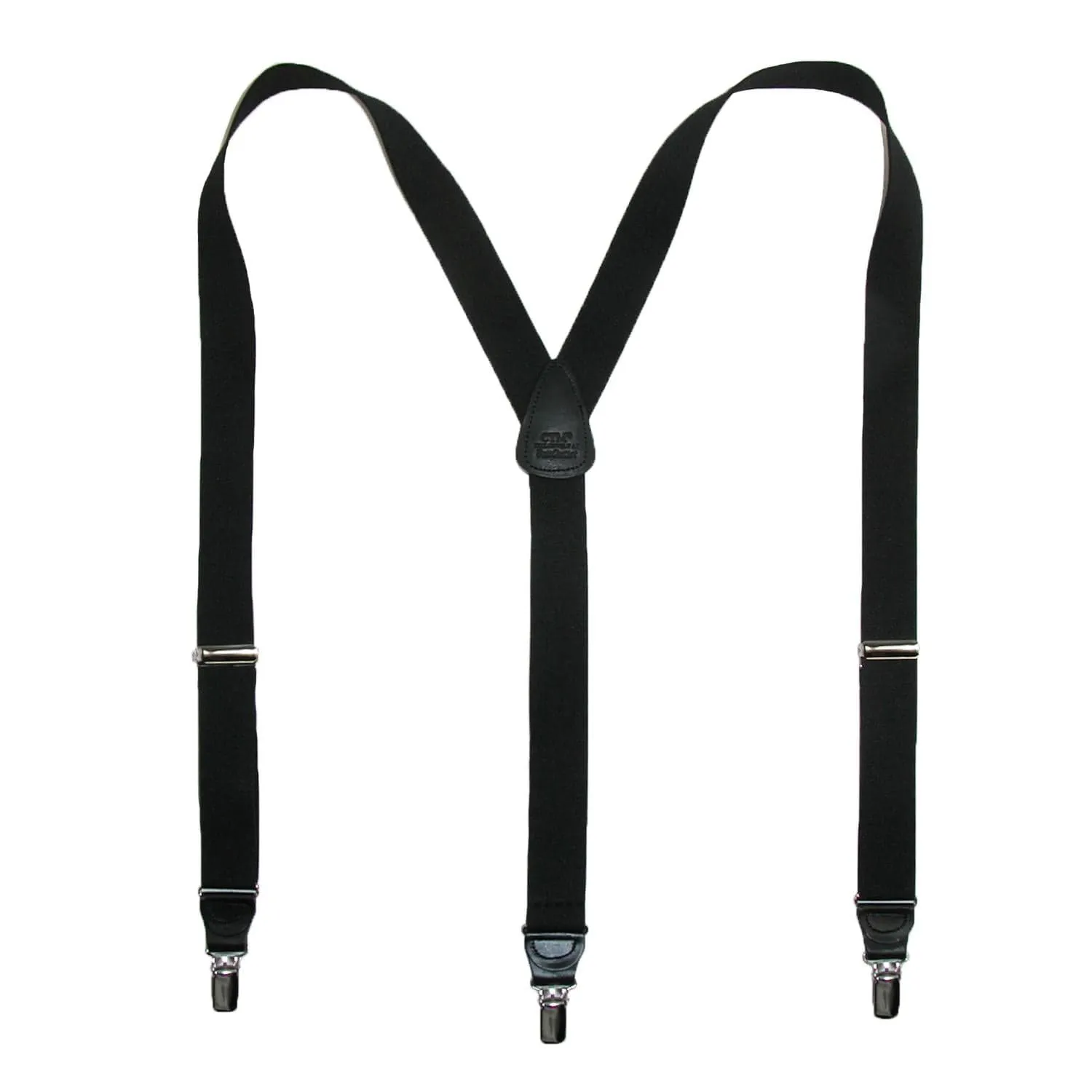 CTM® Men's Big & Tall Elastic Clip End Premium Solid Suspenders