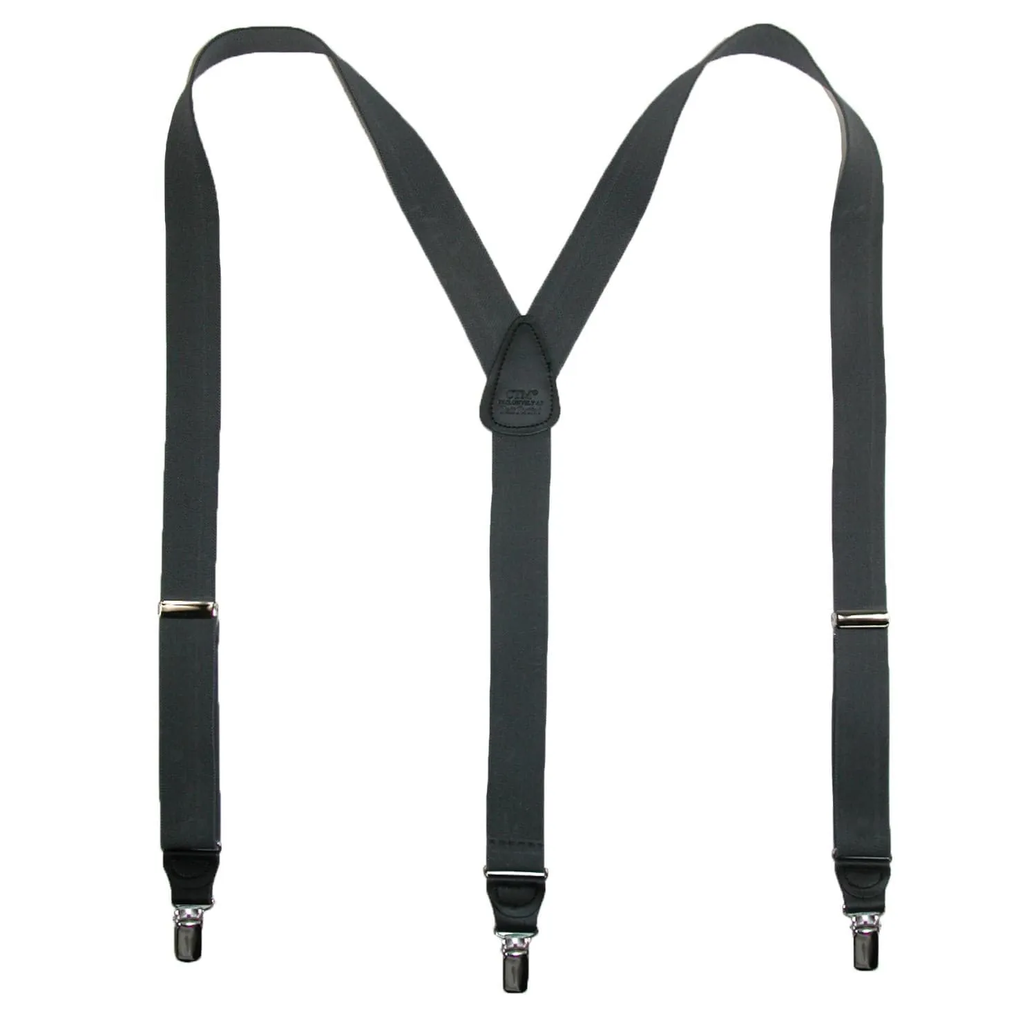 CTM® Men's Big & Tall Elastic Clip End Premium Solid Suspenders