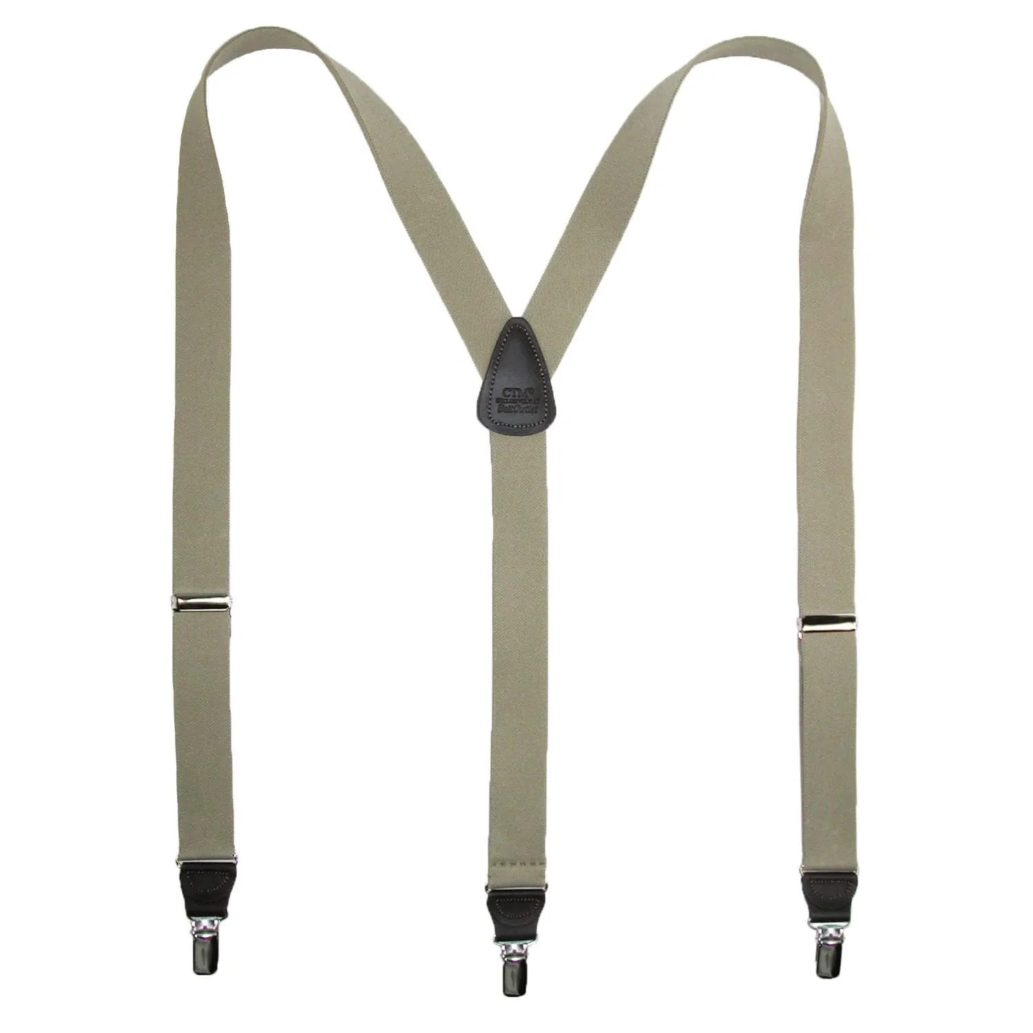 CTM® Men's Big & Tall Elastic Clip End Premium Solid Suspenders