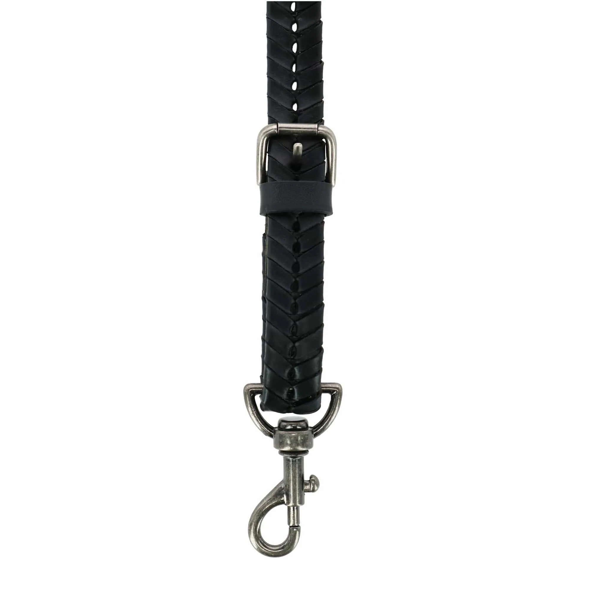 CTM® Men's Coated Leather Flat Braided Suspenders with Metal Swivel Hook Ends