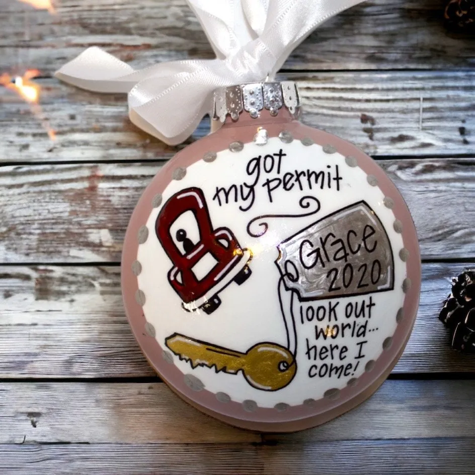 New Driver Holiday Ornament - Driving Permit Keepsake, Christmas Decoration for New Drivers, Driving Temp License Gift