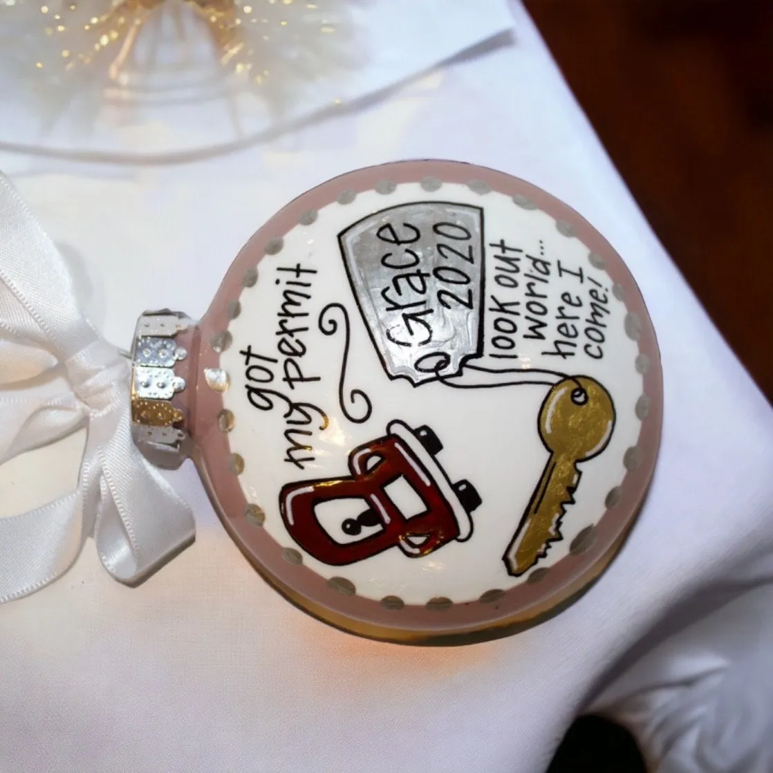 New Driver Holiday Ornament - Driving Permit Keepsake, Christmas Decoration for New Drivers, Driving Temp License Gift