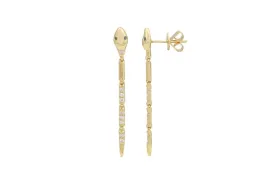 Earrings 14kt Gold Long Snakes & Diamonds