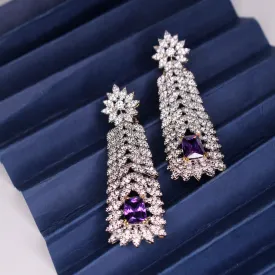 Earrings in Amethyst and Cubic Zircons