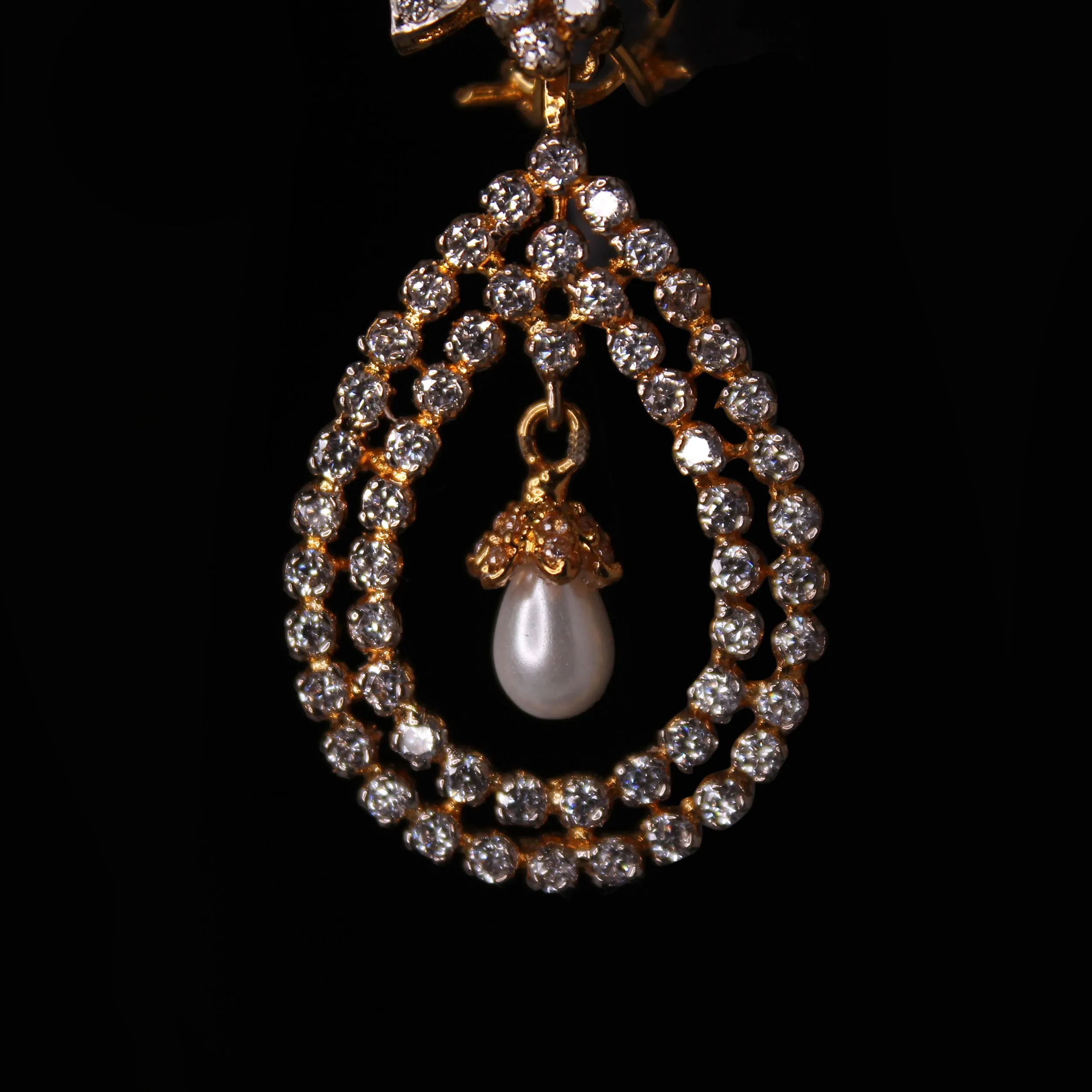 Earrings in Pearls and Cubic Zircons