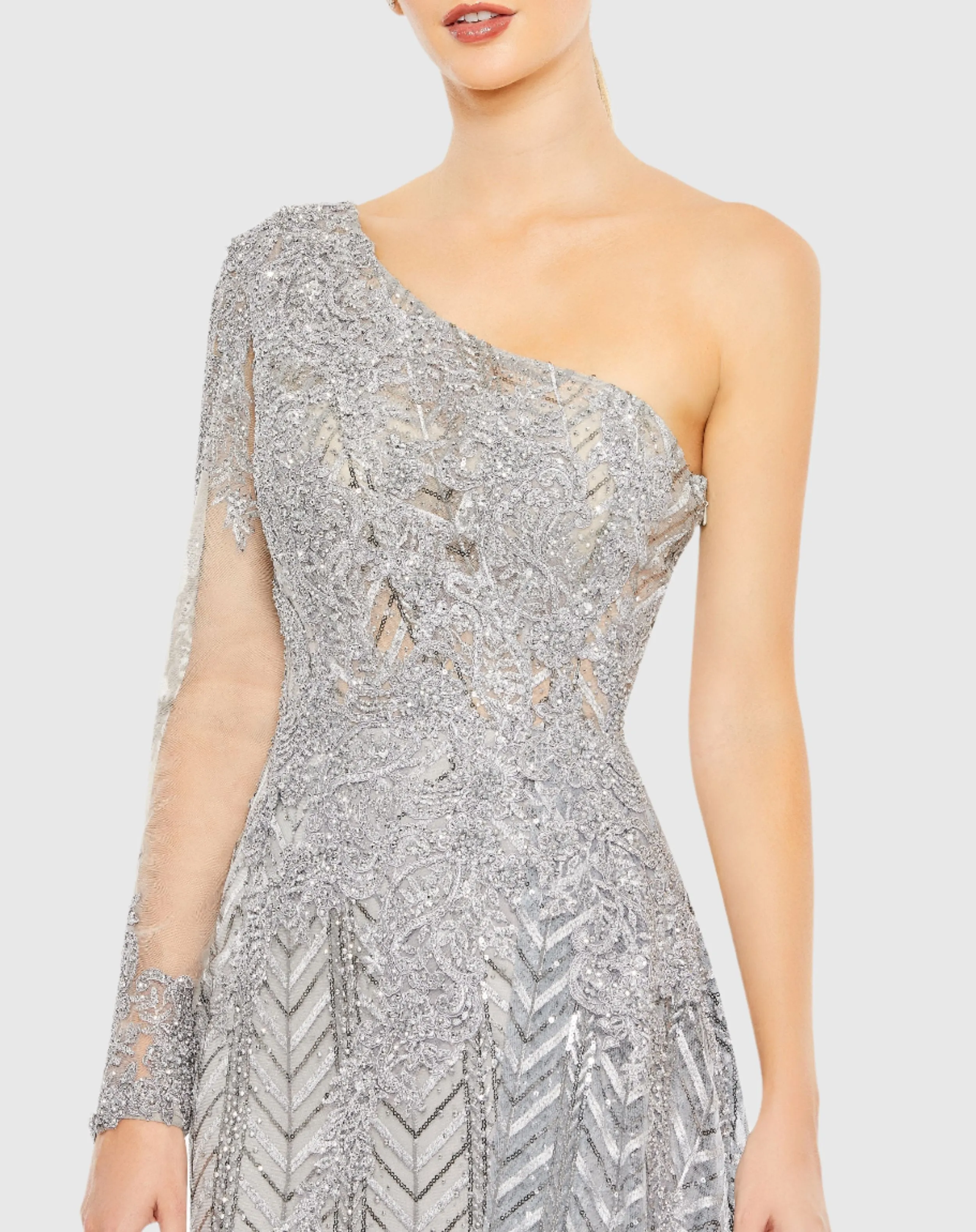 Elegant Embellished One-Shoulder A-Line Gown