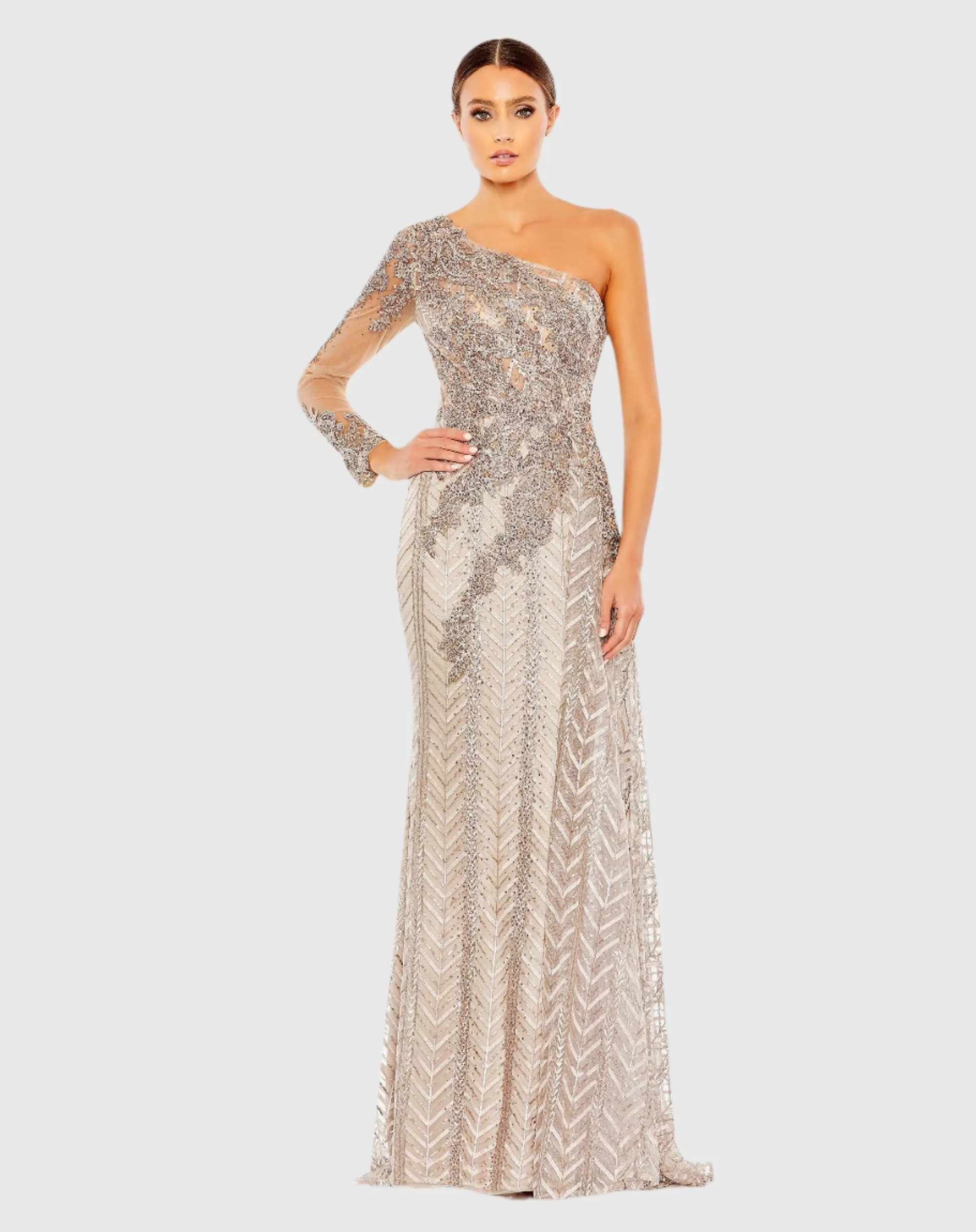 Elegant Embellished One-Shoulder A-Line Gown