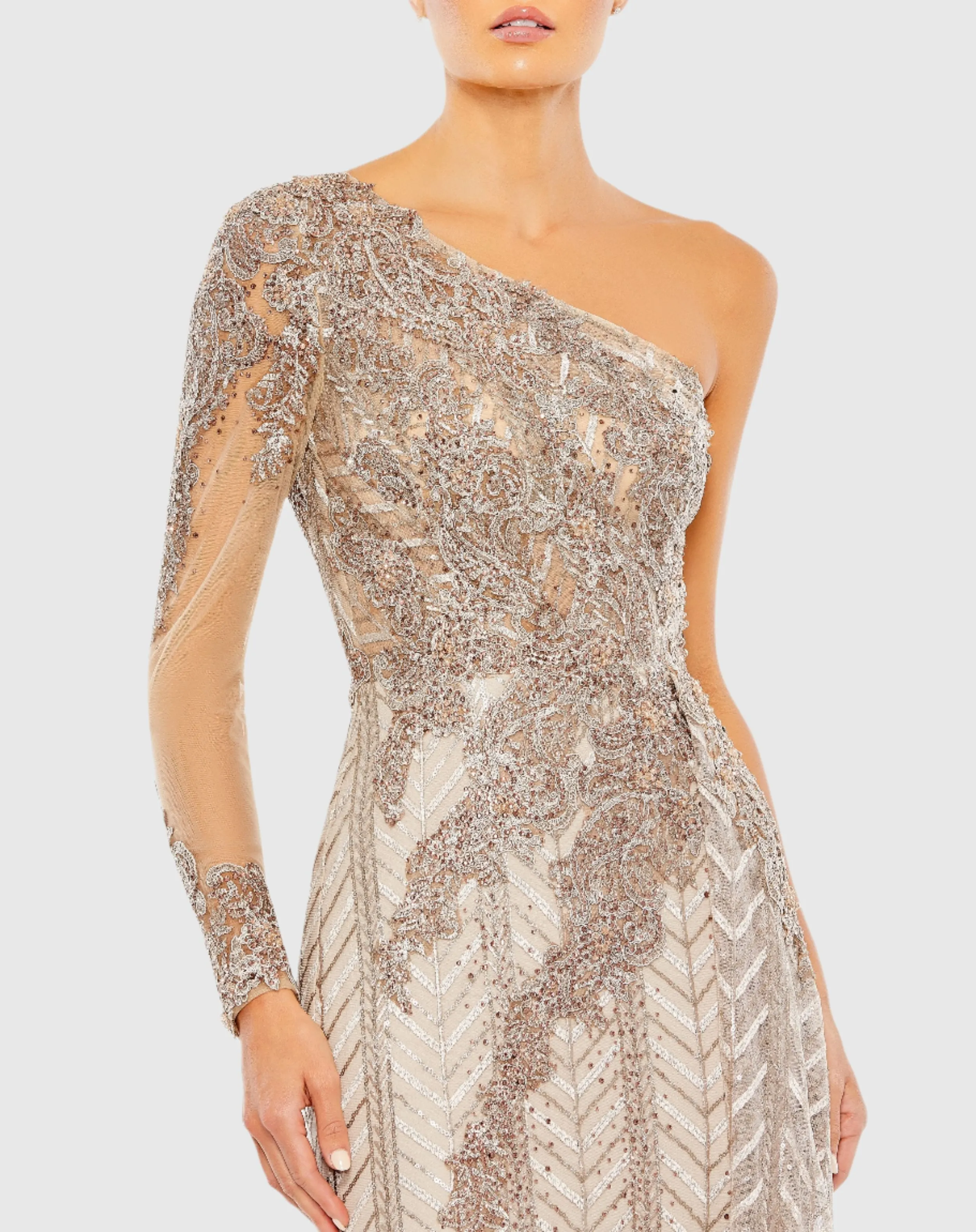 Elegant Embellished One-Shoulder A-Line Gown
