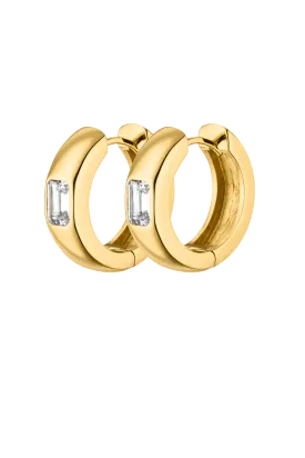 Emerald Hoops 14K Gold Plated