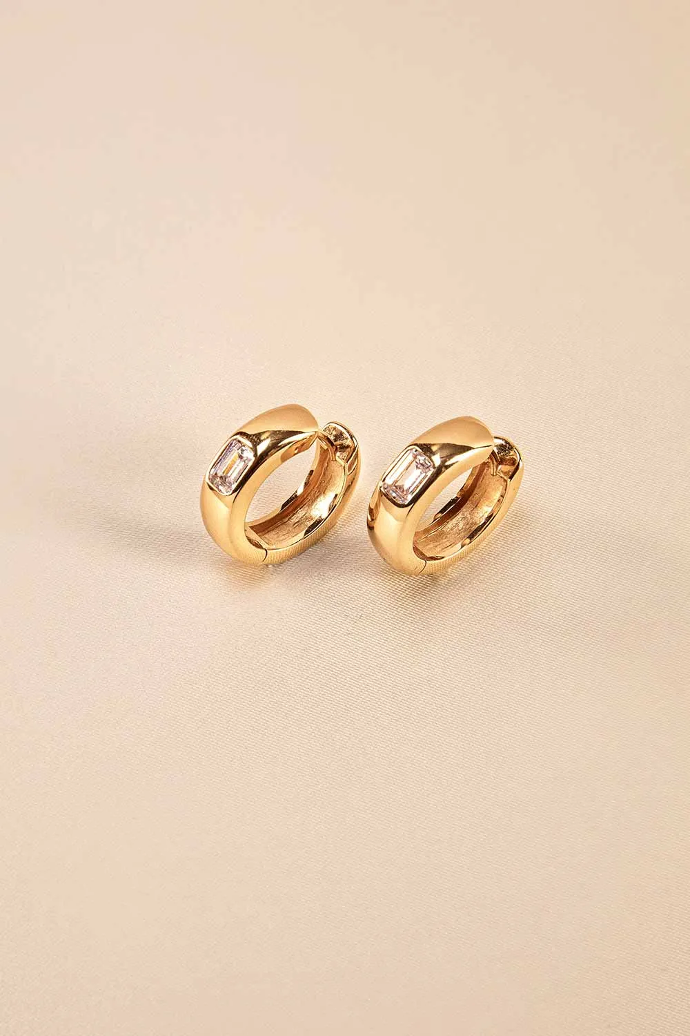 Emerald Hoops 14K Gold Plated