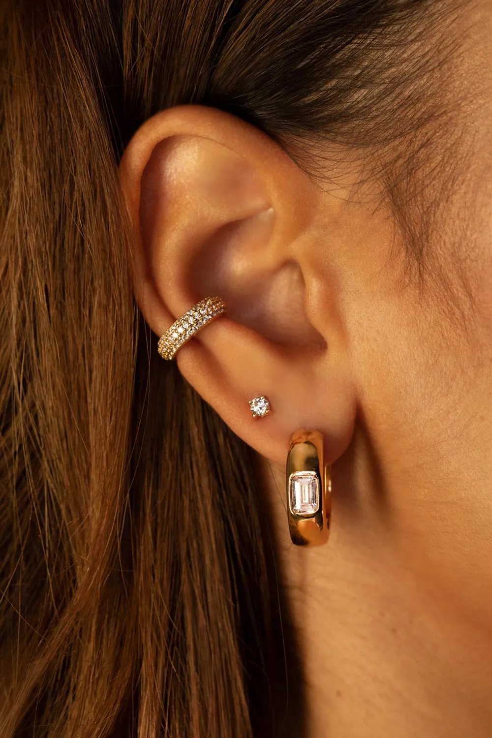Emerald Hoops 14K Gold Plated