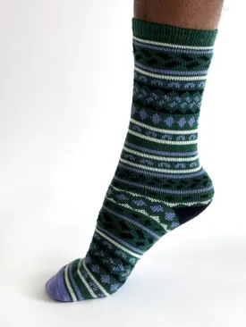 Erskine Fair isle Wool Socks - Dark Green