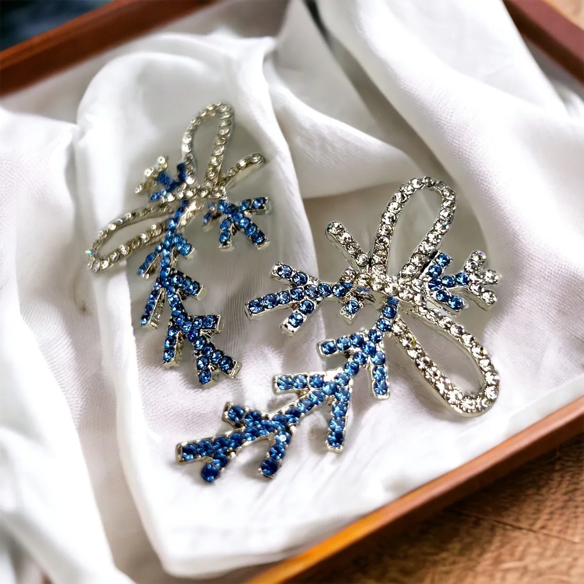 Frozen Earrings, Christmas Bow, Christmas Earrings, Christmas Jewelry, Christmas Rhinestones, Handmade Earrings, Bow Accessories