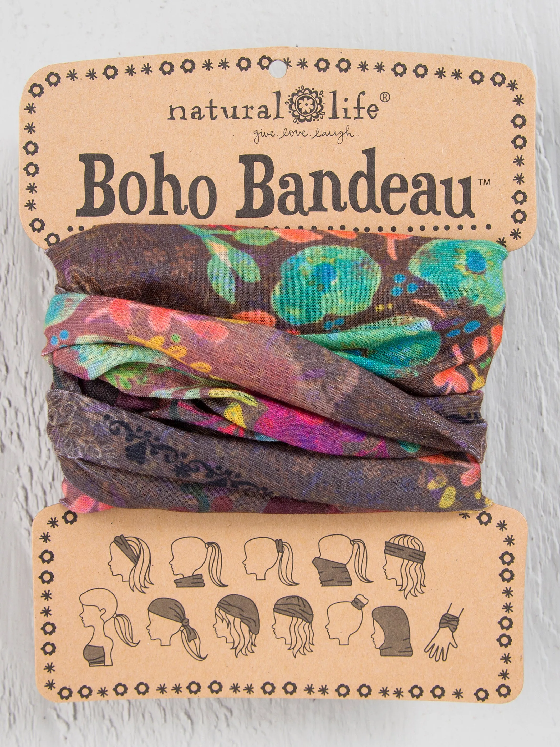Full Boho Bandeau® Headband - Espresso Bright Floral