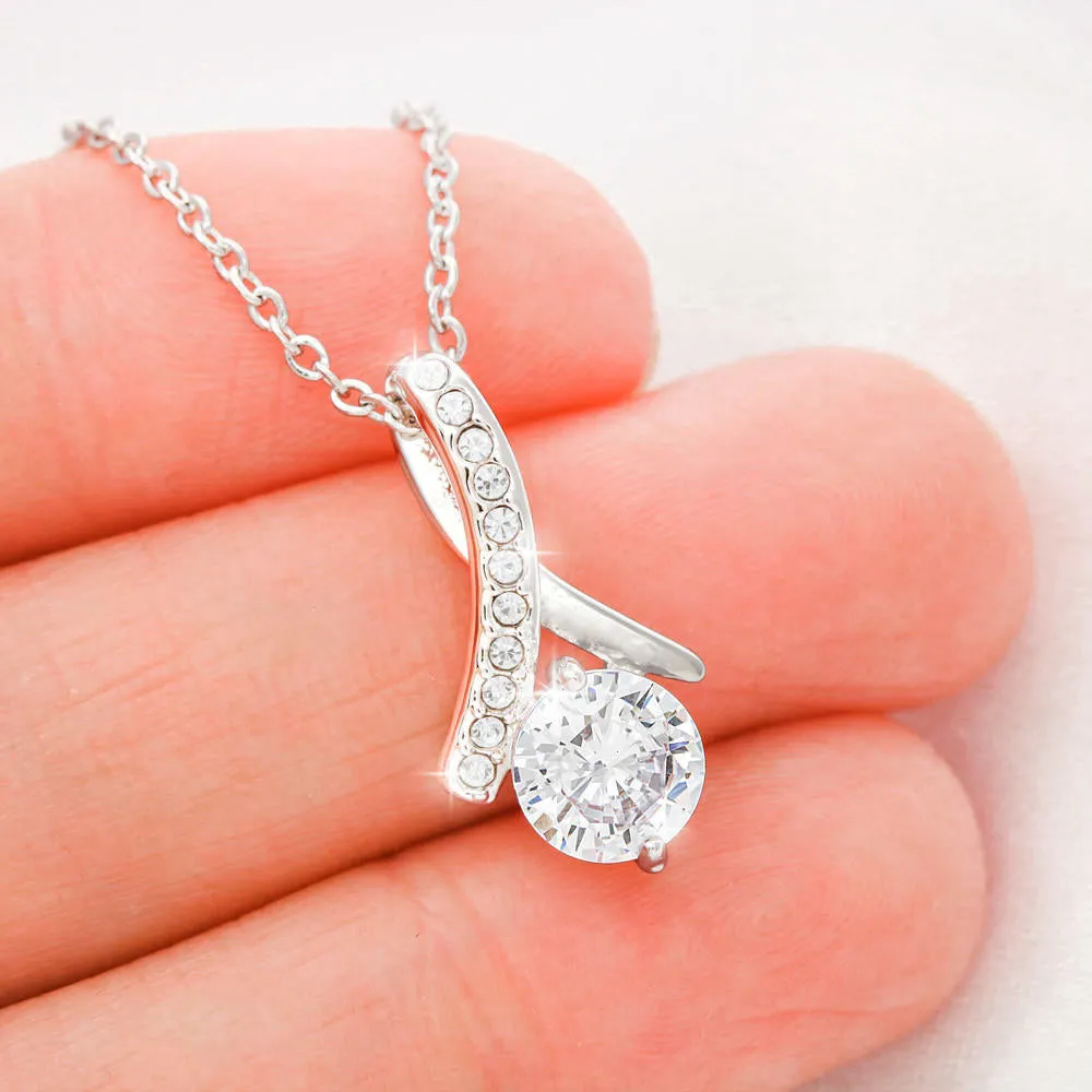 Gifts For Big Sister 7mm Round Cut Cubic Zirconia Necklace With Custom Photo Marry Christmas Message Card