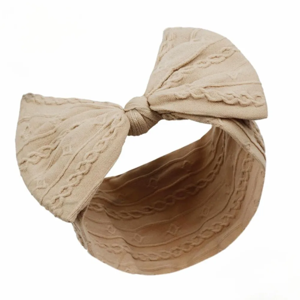 Girls Beige Headband with Bow