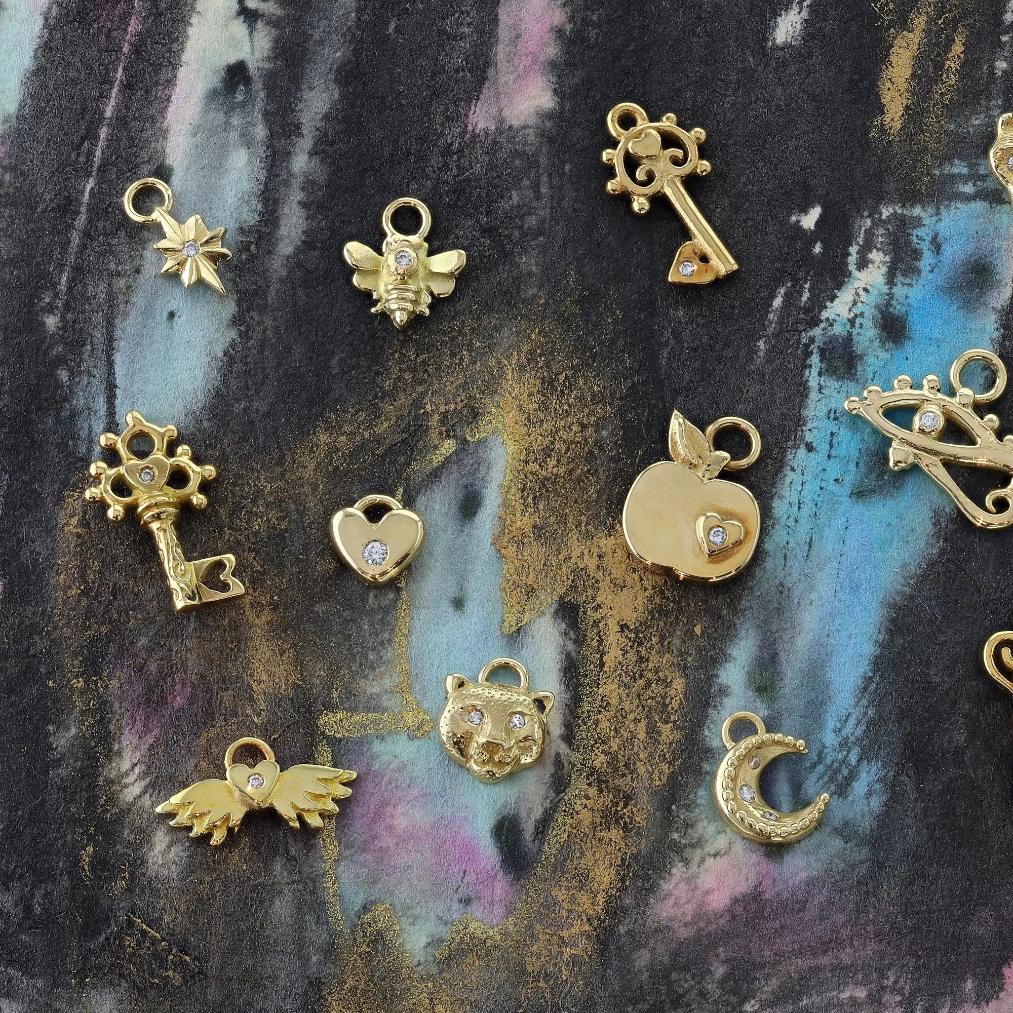 Gold & Diamond Snow Leopard Charm