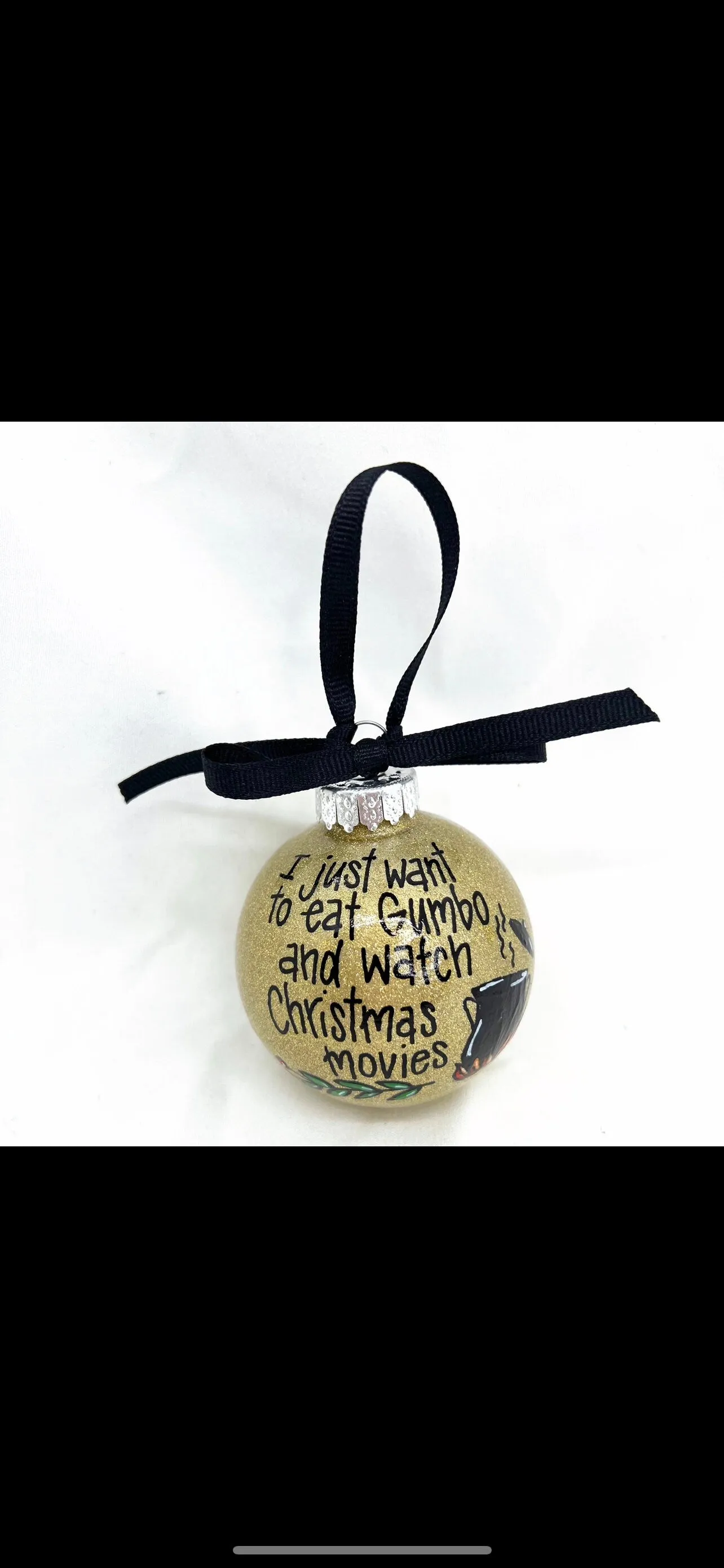 Gumbo Ornament - Watching Hallmark Movies,  Louisiana Ornament, Christmas Ornament, Holiday Ornament, Ornament Exchange, Cajun Ornament