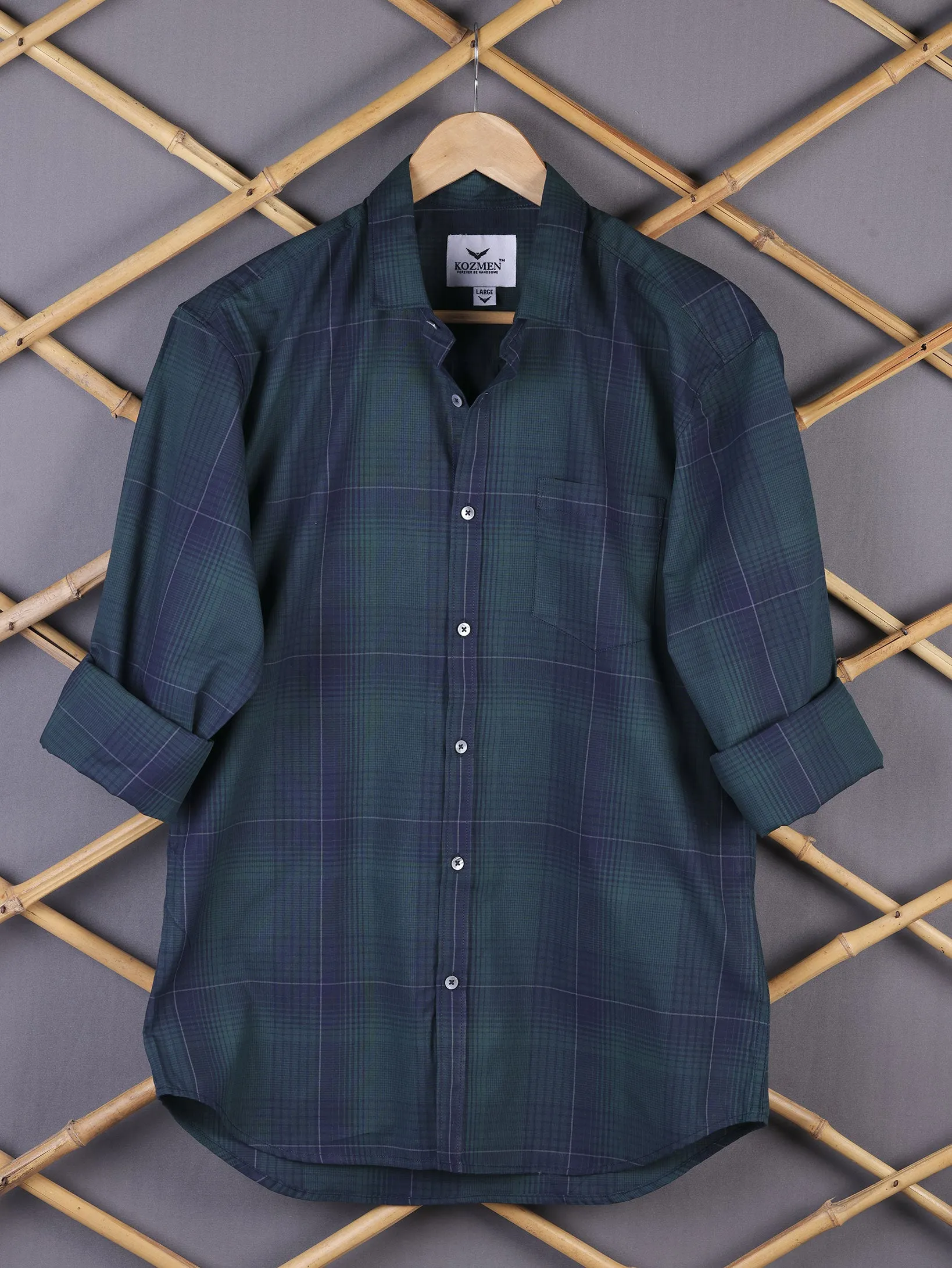 GUNMETAL BLUE AND PLANTATION GREEN CHECKERED Shirt
