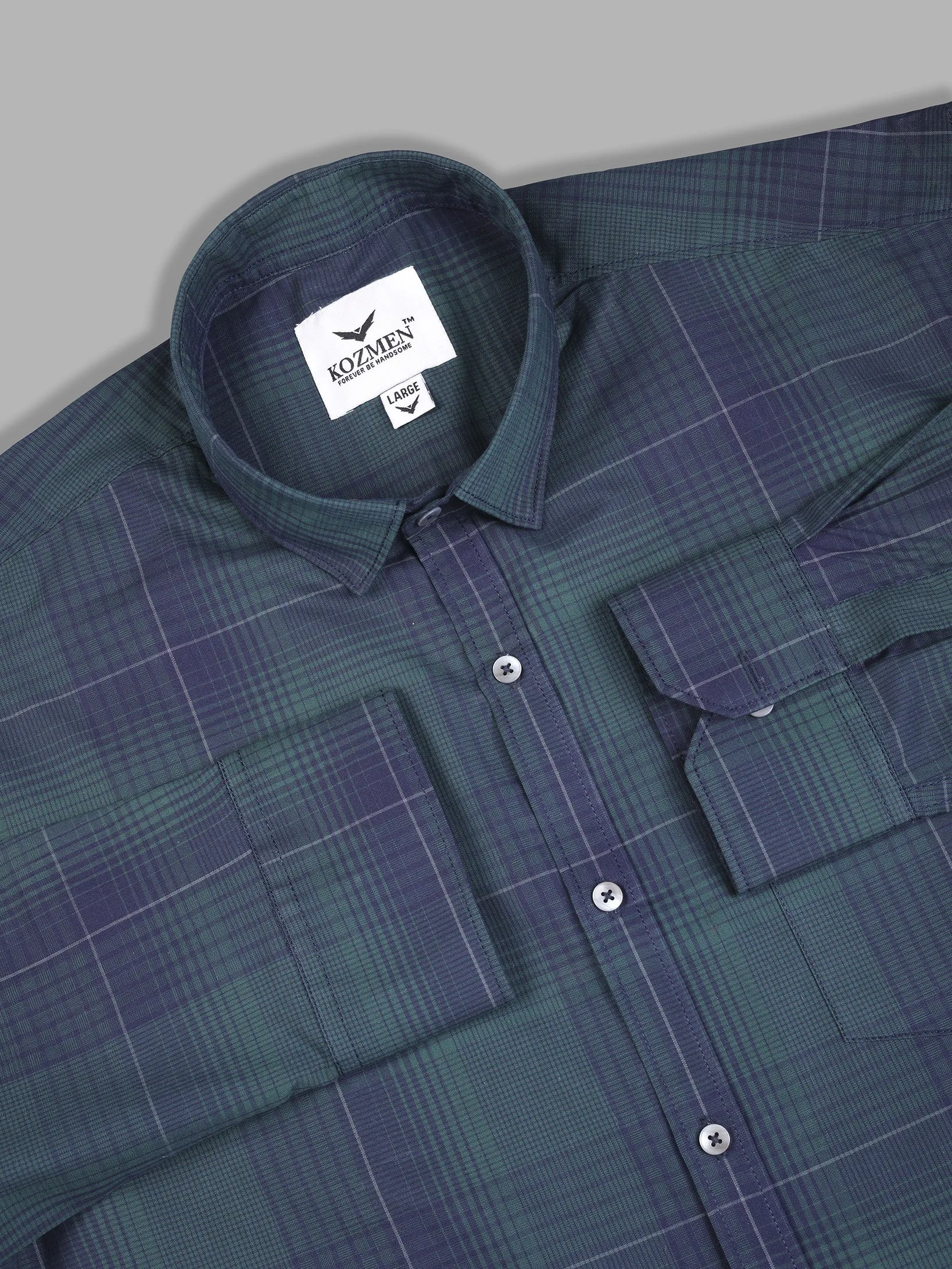 GUNMETAL BLUE AND PLANTATION GREEN CHECKERED Shirt