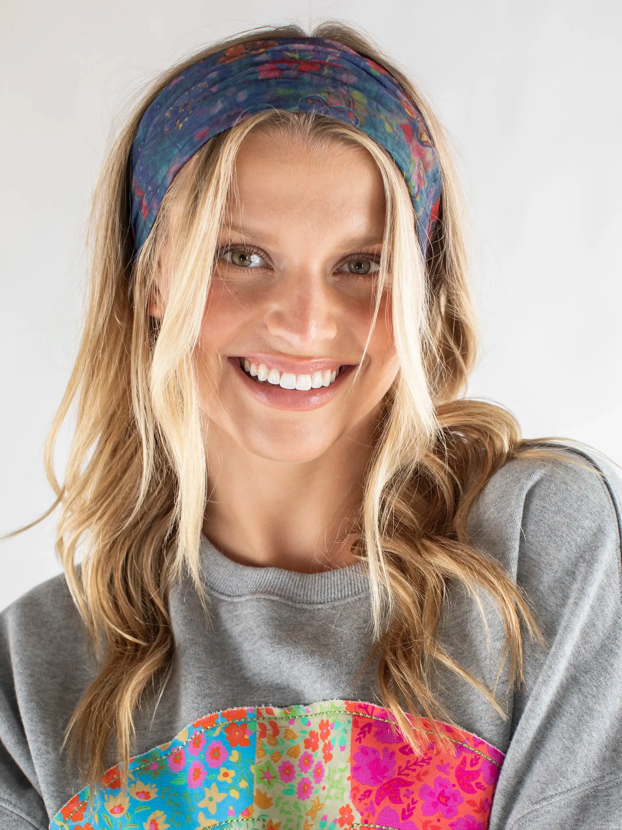 Half Boho Bandeau® Headband - Watercolor Indigo Floral