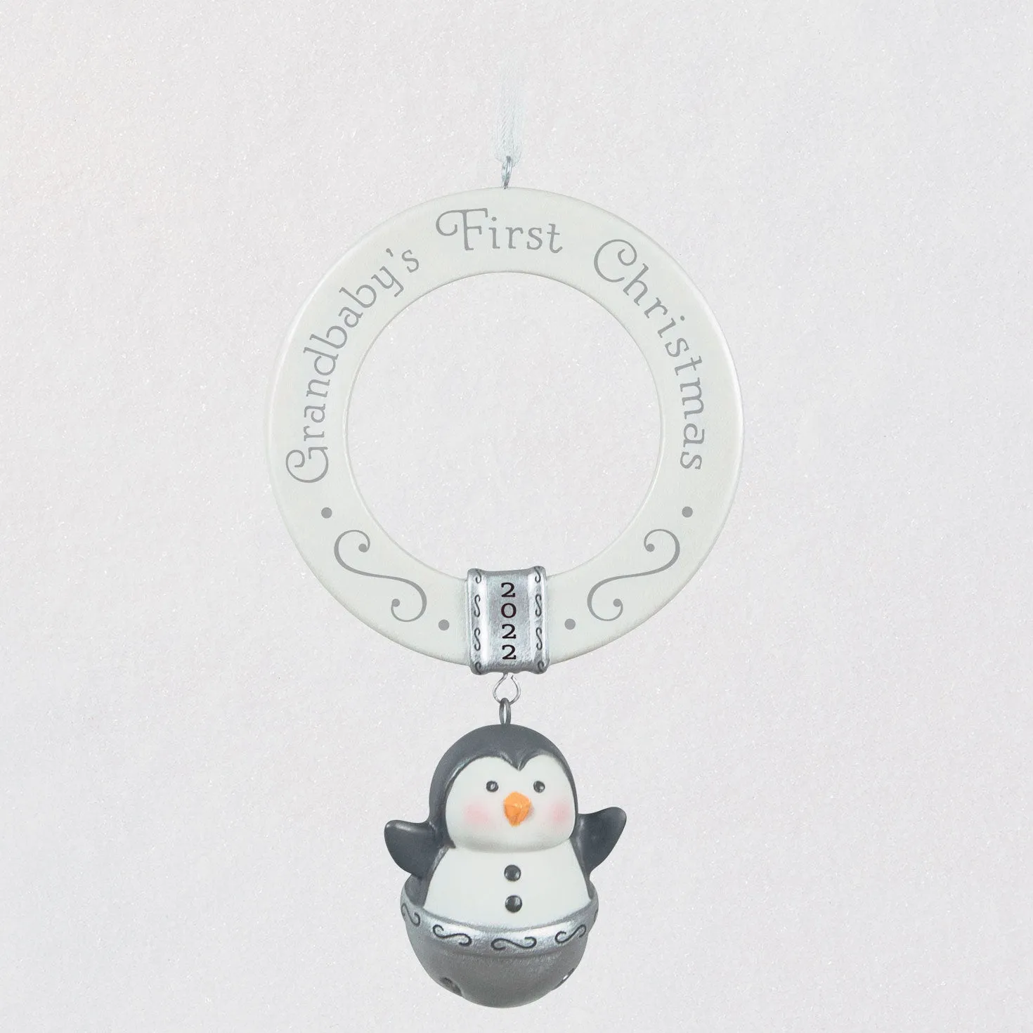 Hallmark Grandbaby's First Christmas Penguin Bell 2022 Porcelain Ornament