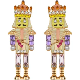 Holiday Nutcracker Pierced Earrings (Goldtone)