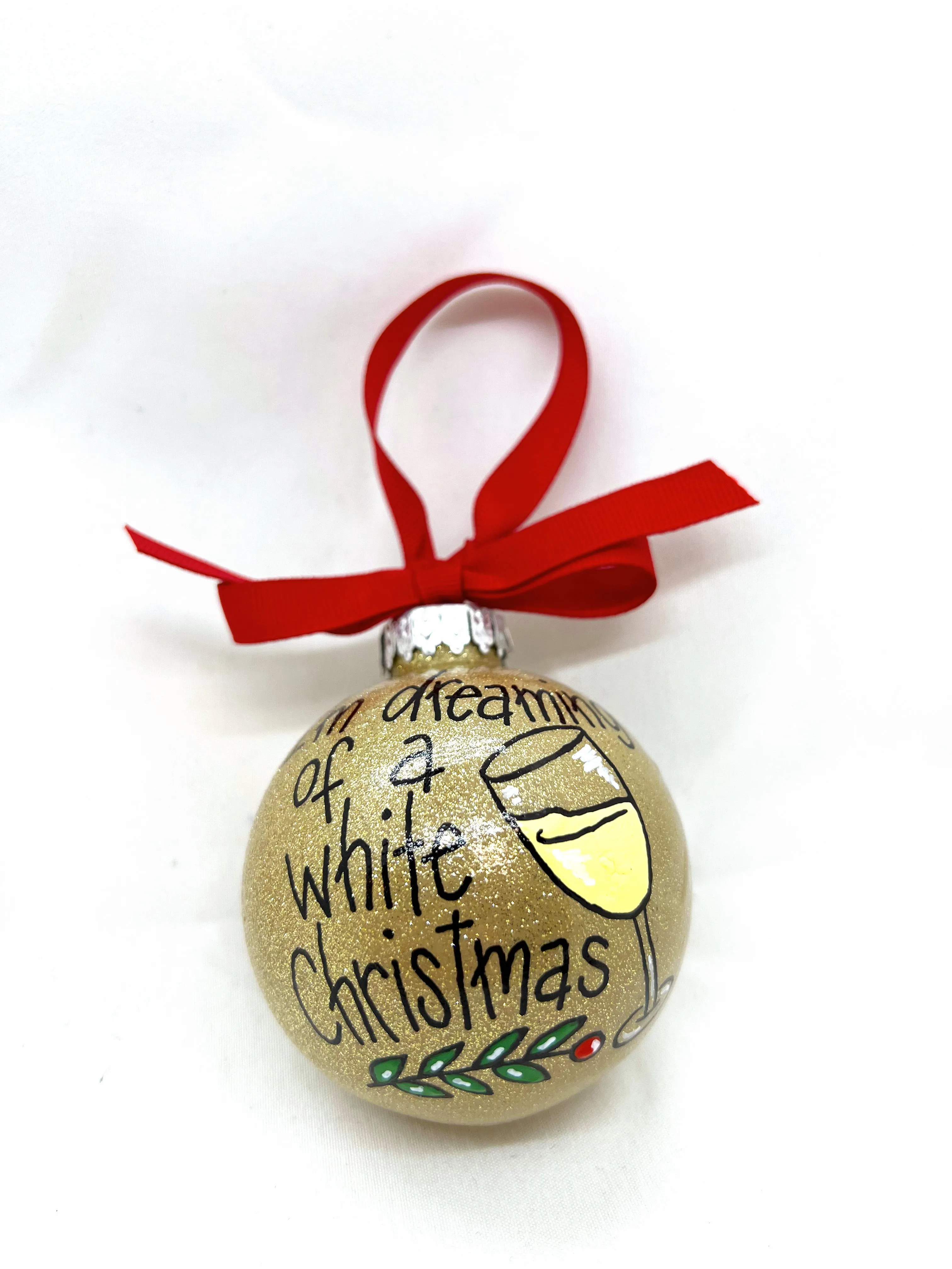 I'm Dreaming of a White Christmas Ornament - White Wine, Christmas Ornament, Holiday Ornament, Wine Glass, Ornament Exchange, Wine Lover
