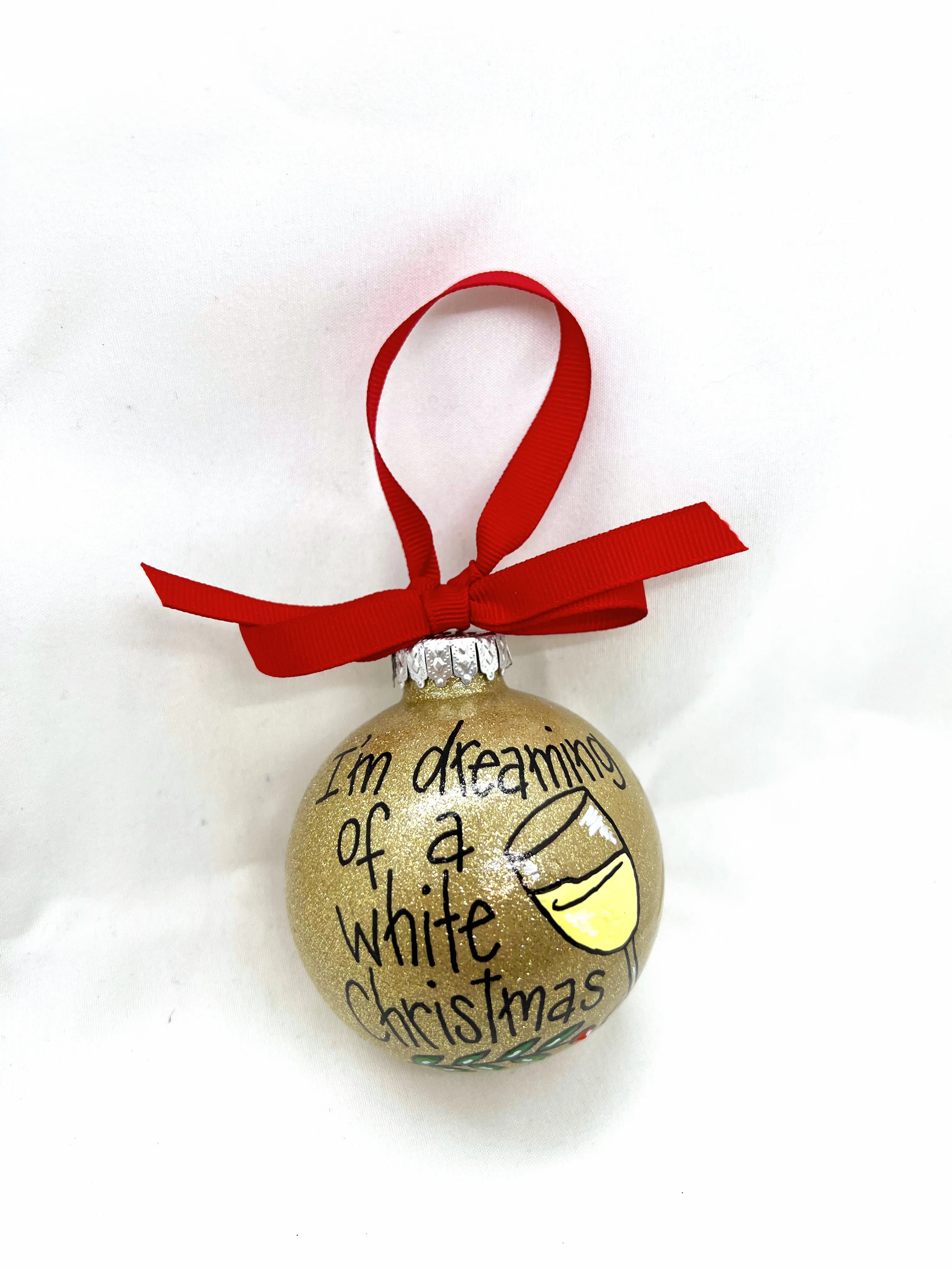 I'm Dreaming of a White Christmas Ornament - White Wine, Christmas Ornament, Holiday Ornament, Wine Glass, Ornament Exchange, Wine Lover