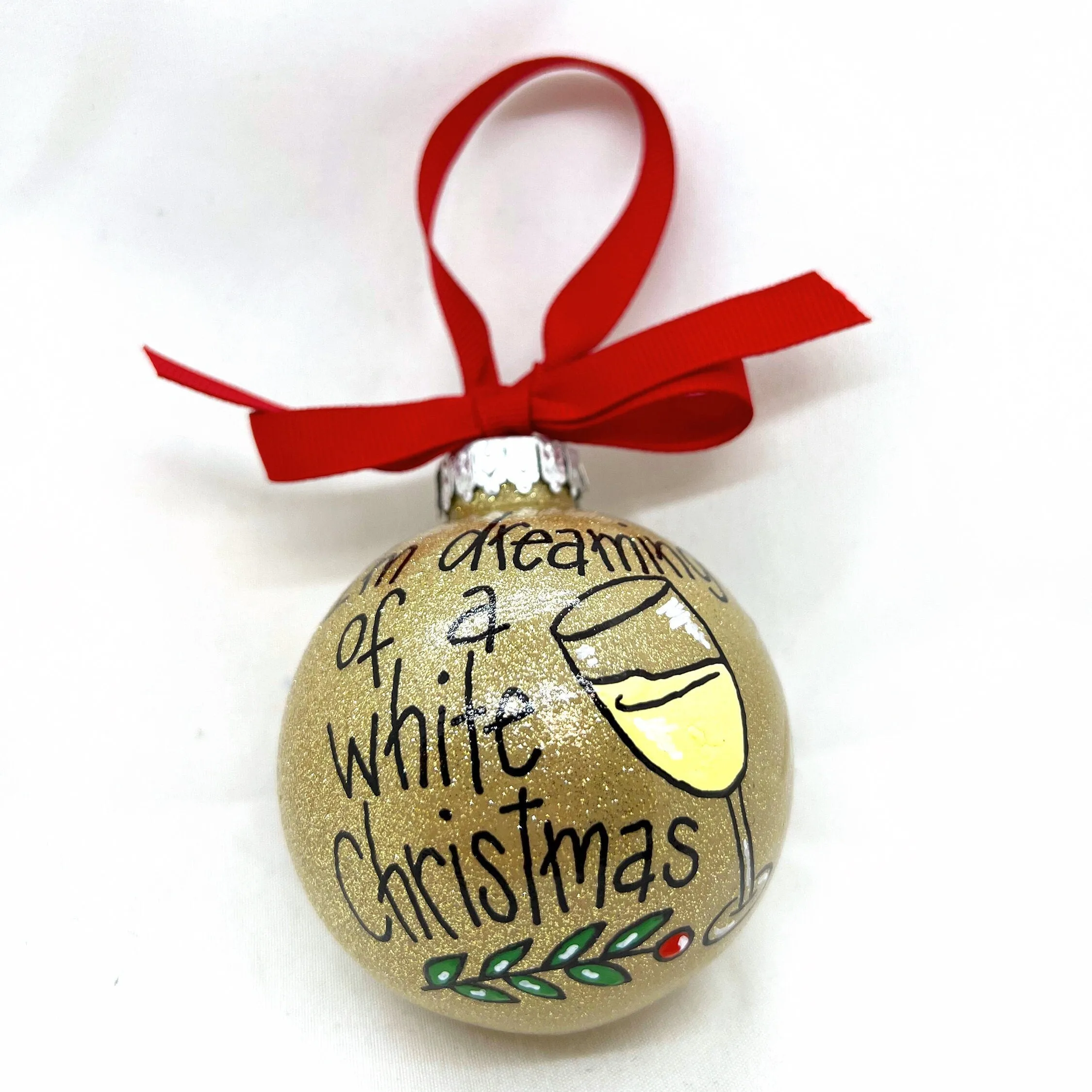 I'm Dreaming of a White Christmas Ornament - White Wine, Christmas Ornament, Holiday Ornament, Wine Glass, Ornament Exchange, Wine Lover