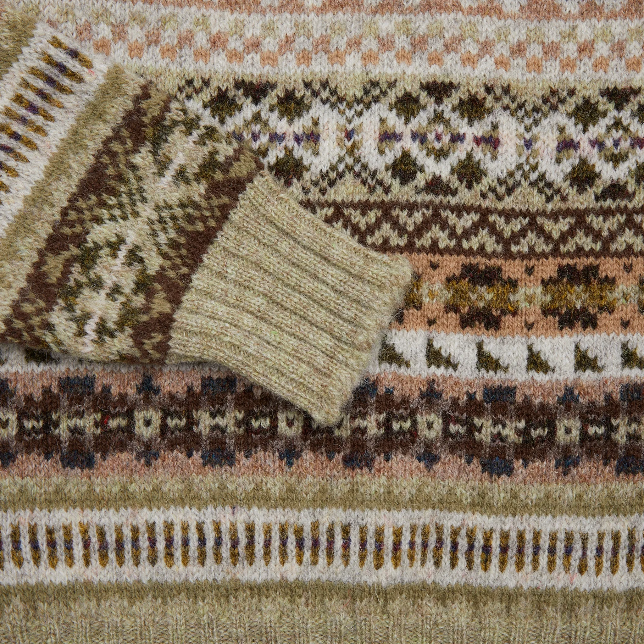 Stylish Fair Isle Jumper in Lichen by Jamieson