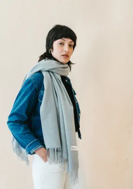 Lambswool Blanket Scarf in Light Grey Melange