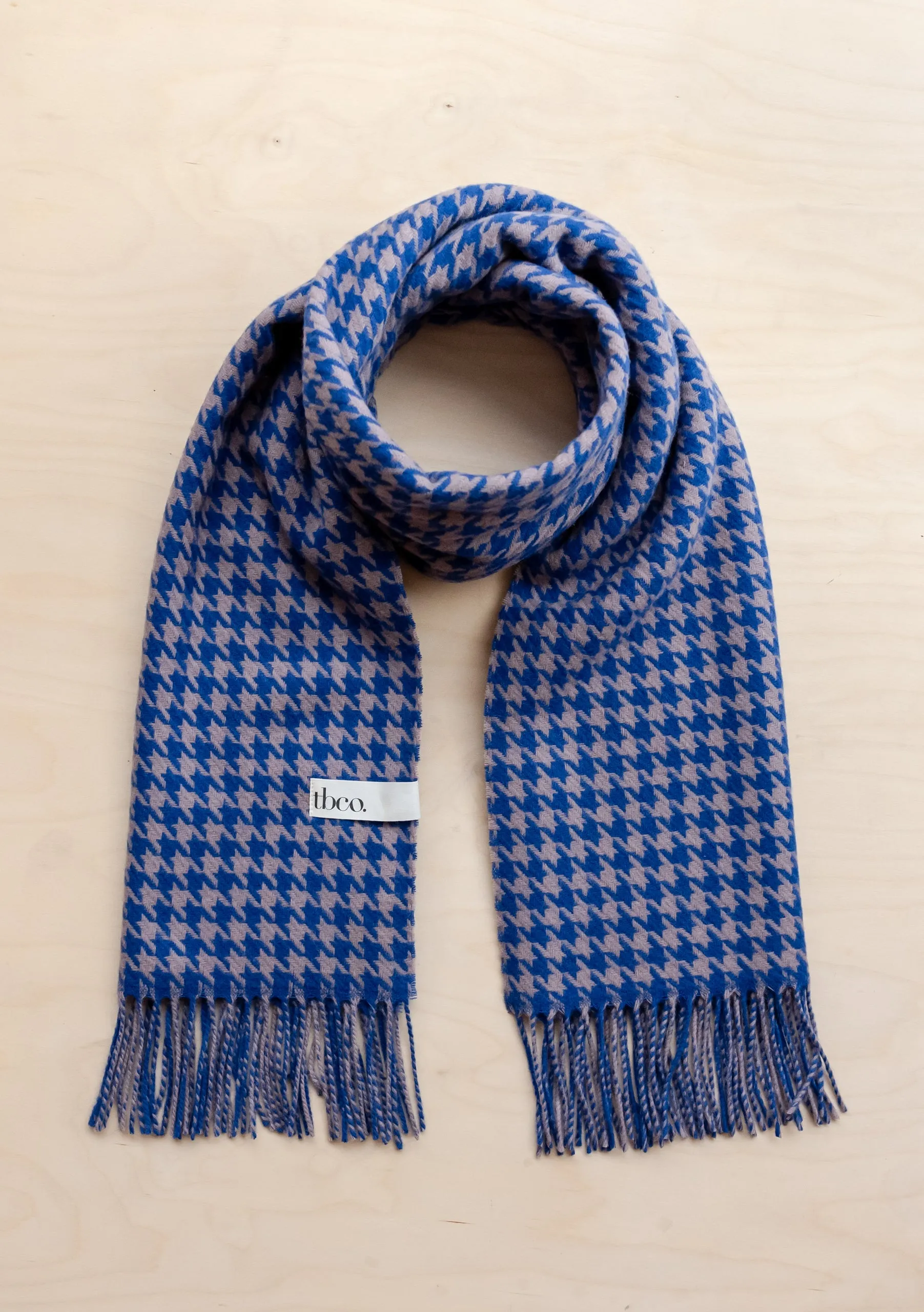 Lambswool Blanket Scarf in Slate Houndstooth