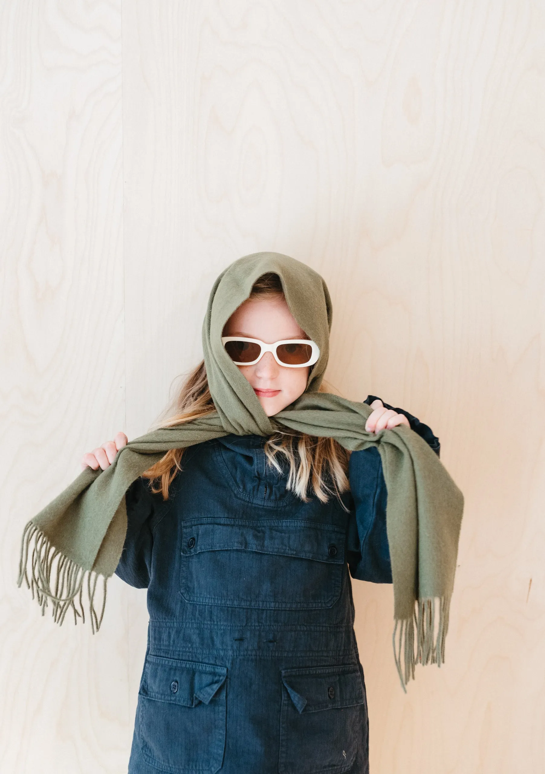 Lambswool Kids Scarf in Olive