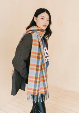 Lambswool Oversized Scarf in Lilac Multi Check