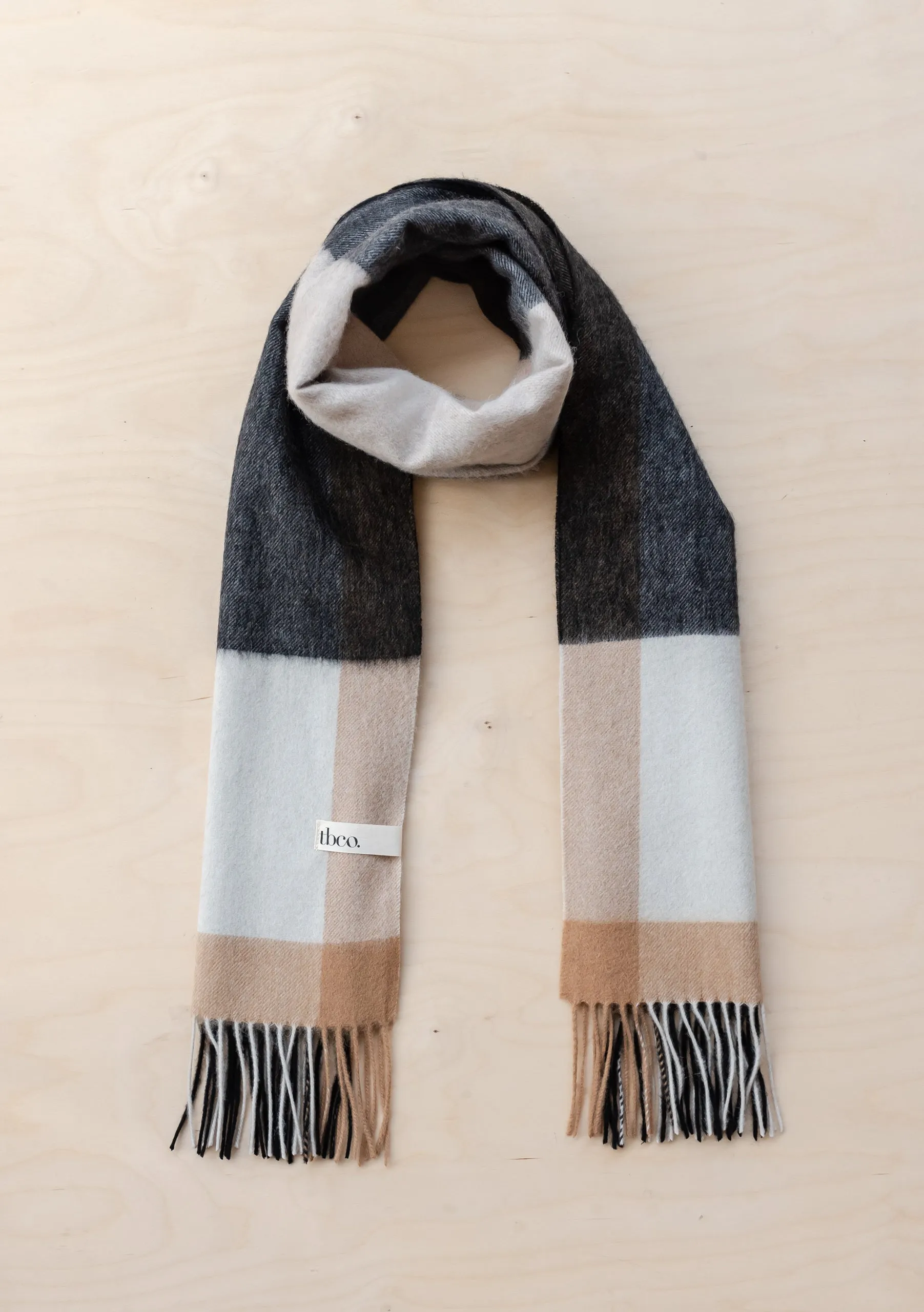 Lambswool Oversized Scarf in Monochrome Edge Check