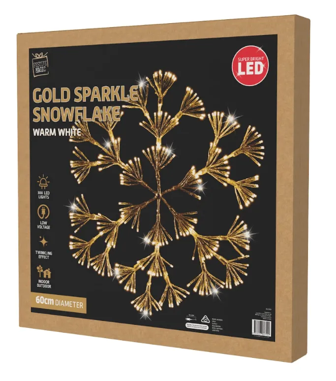 LED Gold/Silver Twinkling Sparkle Snowflake (60cm)