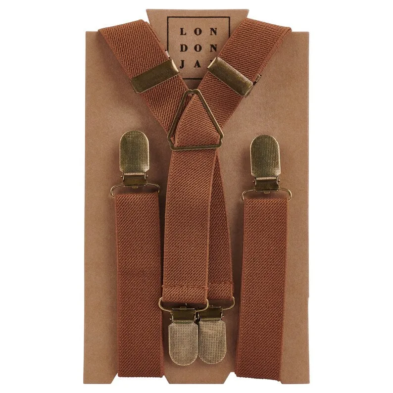 Light Brown suspenders with Garnet Bow Tie