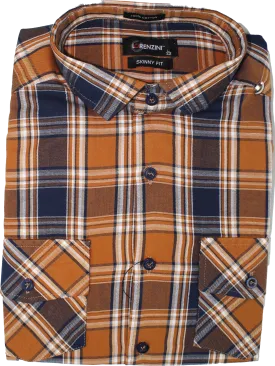 LORENZINI Brown Checkered L/S Shirt
