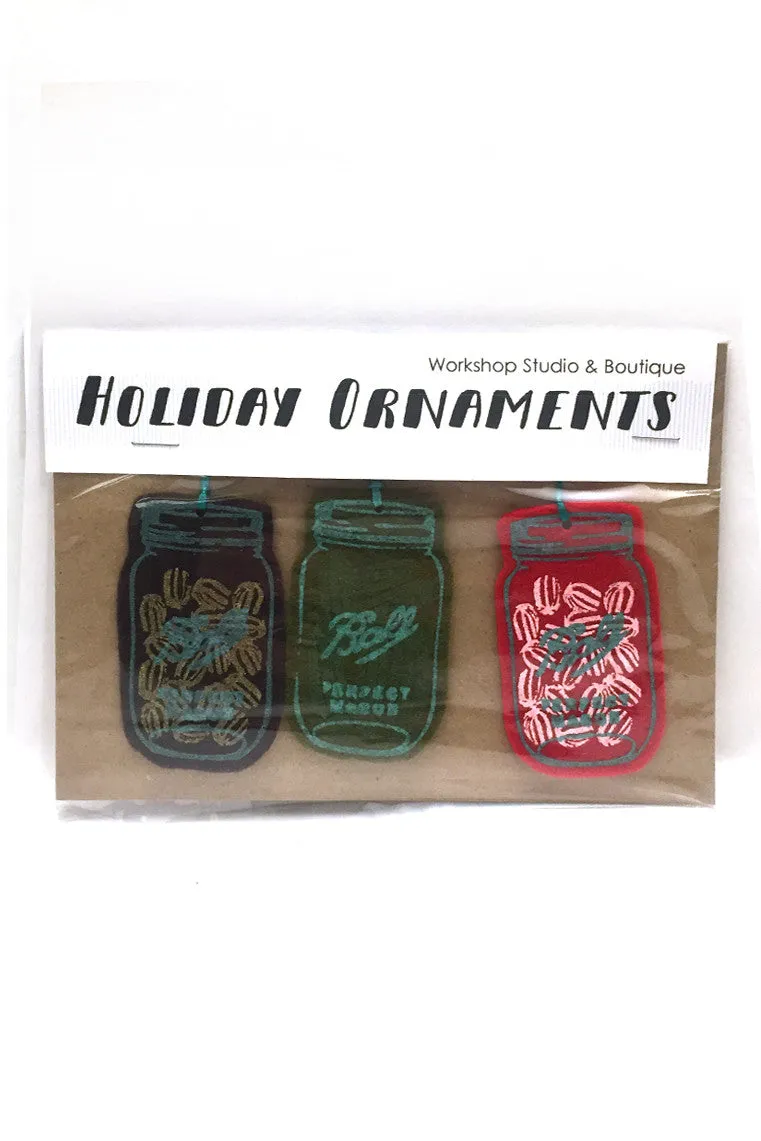 Mason Jars Felt Ornaments Combo Set
