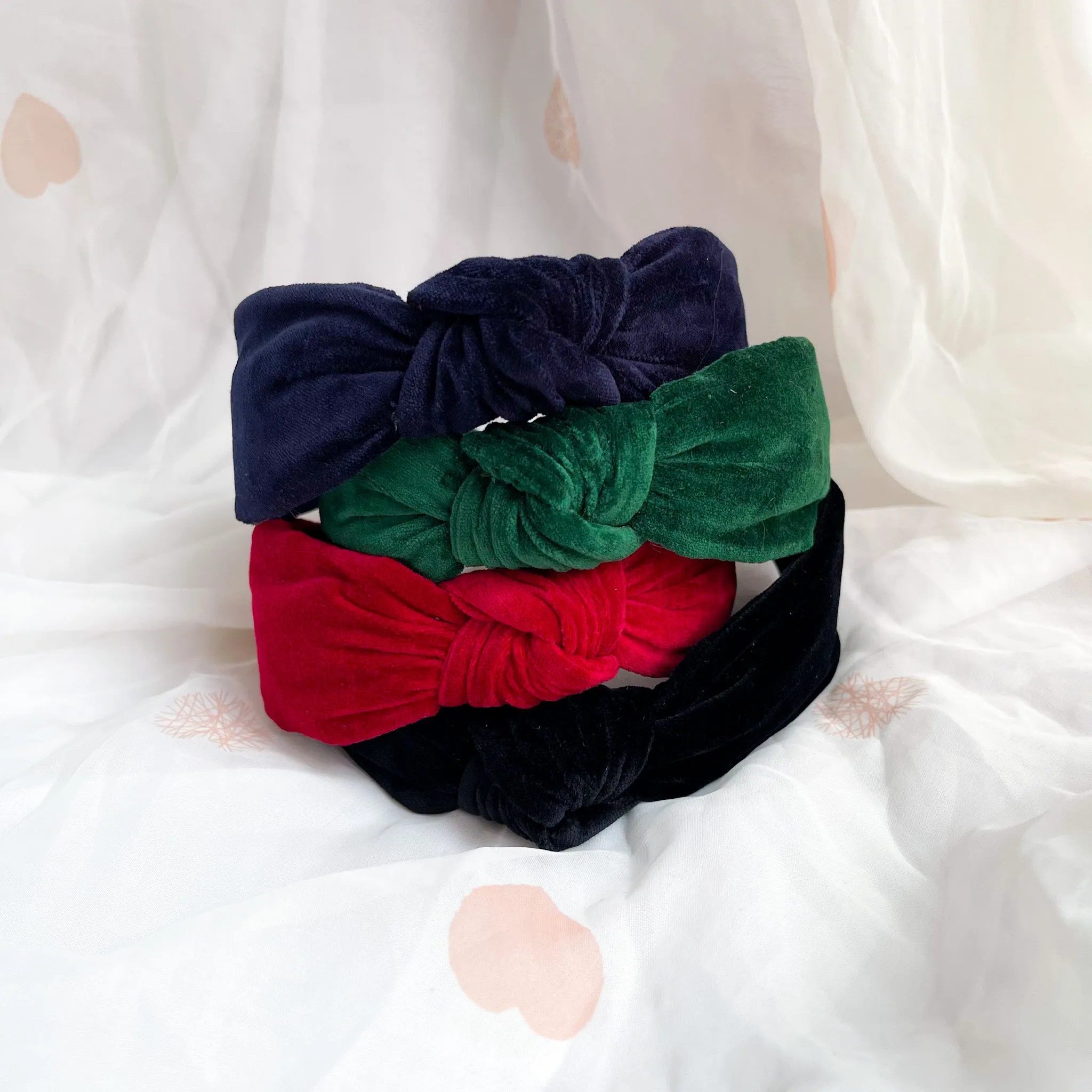 Midnight Blue Velvet Knot Headband