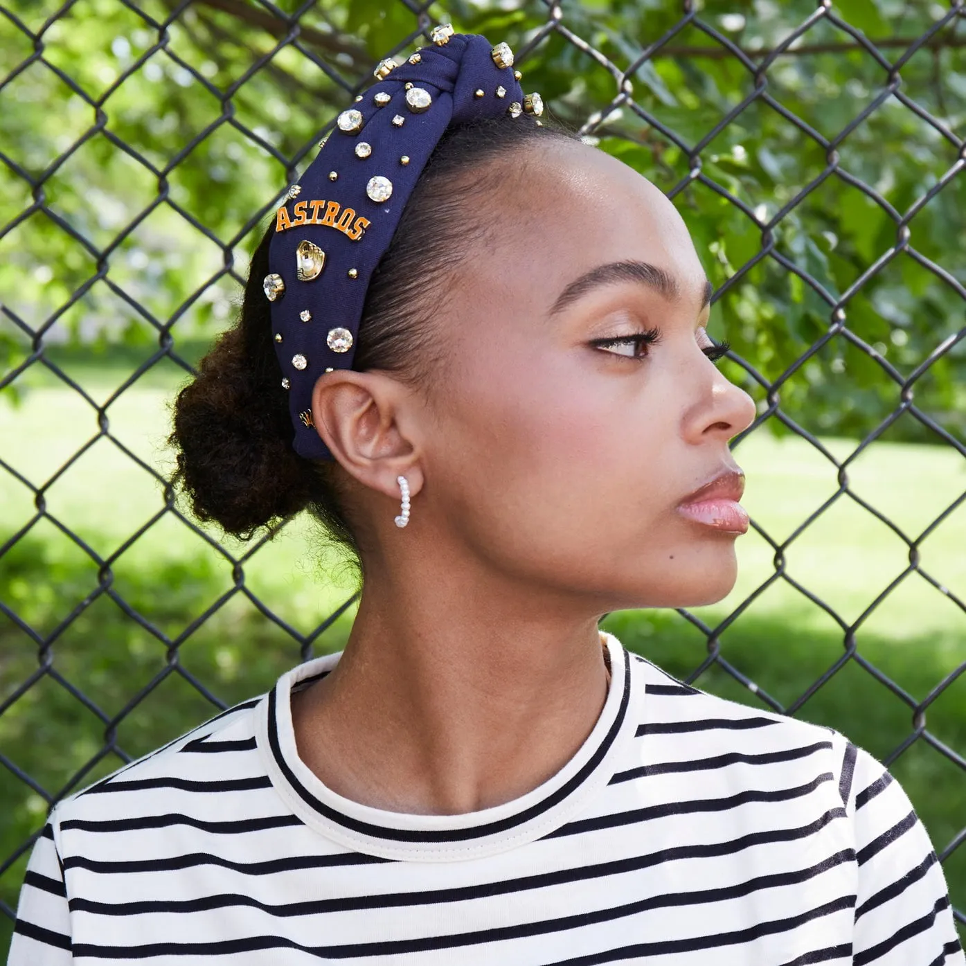 Navy Houston Astros Embellished Knotted Headband