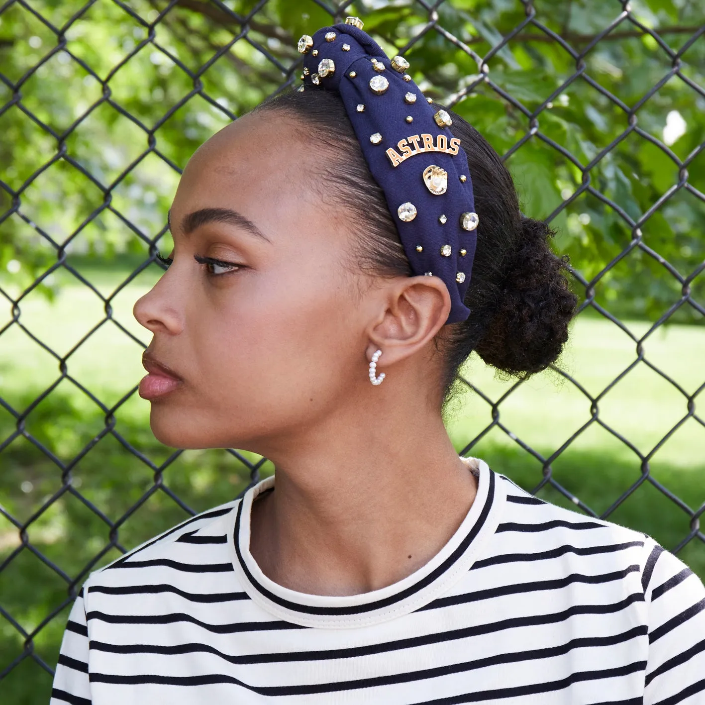 Navy Houston Astros Embellished Knotted Headband