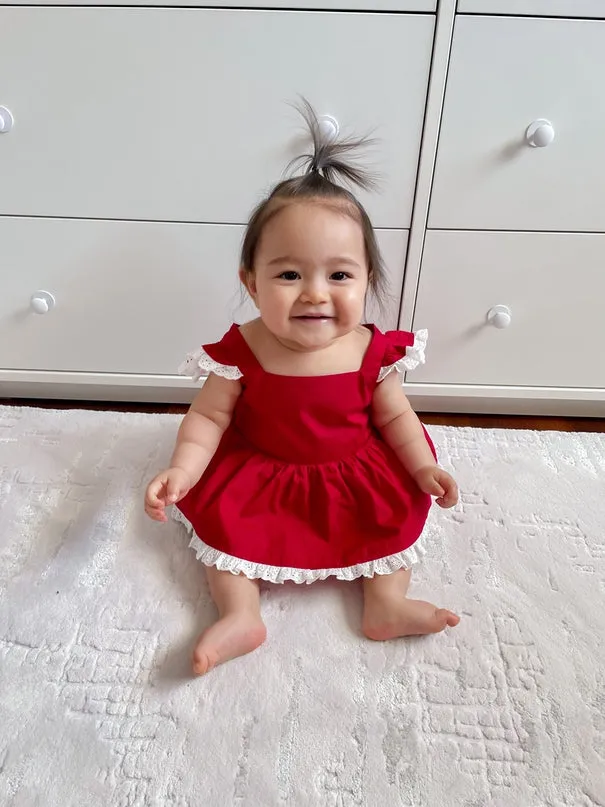 Olive Baby Girls Red Christmas Romper