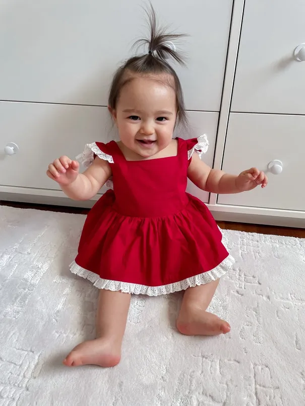 Olive Baby Girls Red Christmas Romper