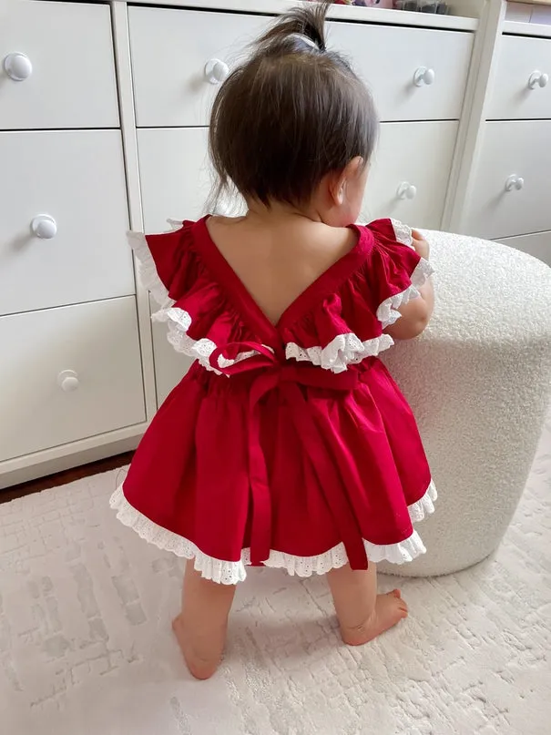 Olive Baby Girls Red Christmas Romper