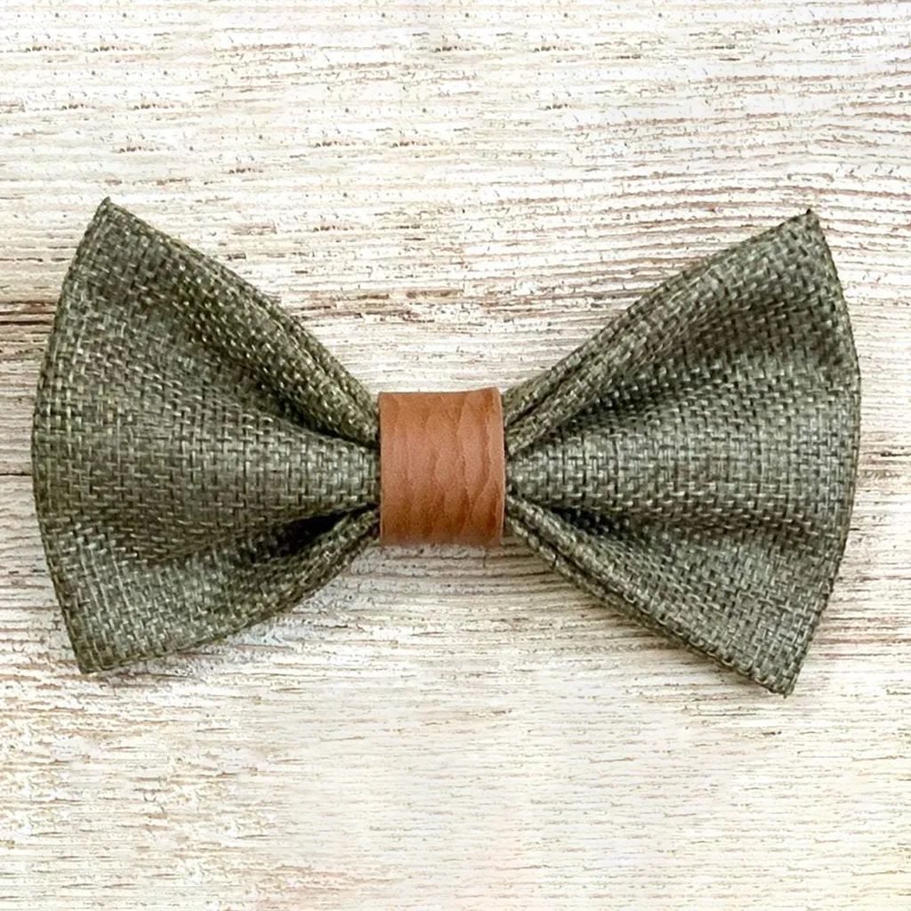 Olive Bow Tie with Vintage Tan Center #4