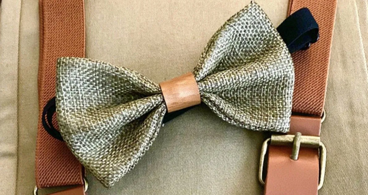 Olive Bow Tie with Vintage Tan Center #4