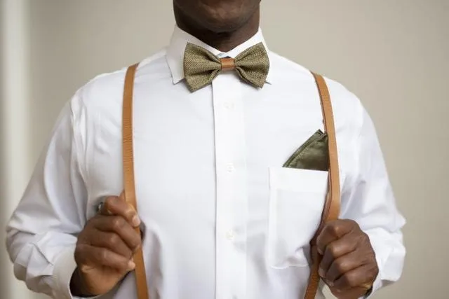 Olive Bow Tie with Vintage Tan Center #4