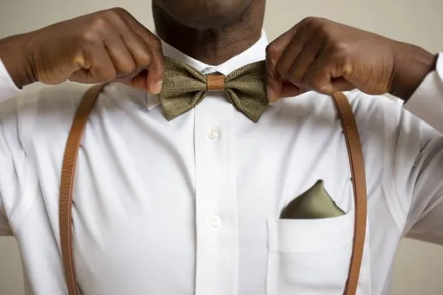 Olive Bow Tie with Vintage Tan Center #4